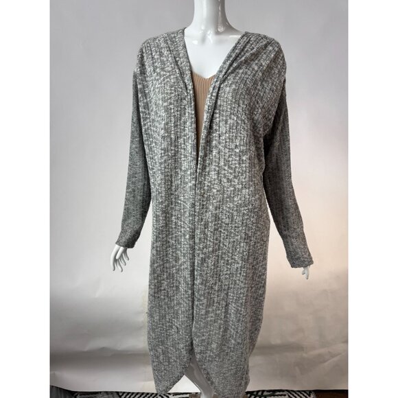 Anthropologie Gray Textured Knit Long Open Cardigan Large - Picture 10 of 16